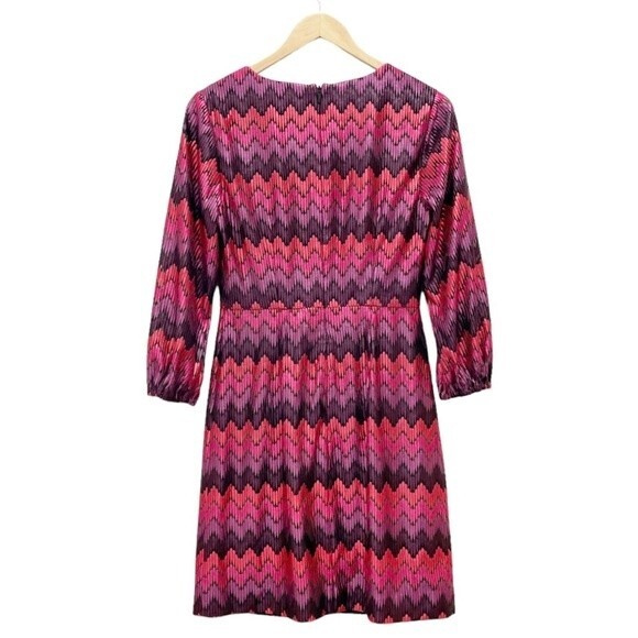 Trina Turk Nicole Dress Shimmer Embroidered Chevron Midi Dress Size Small 4/6 - Picture 5 of 13
